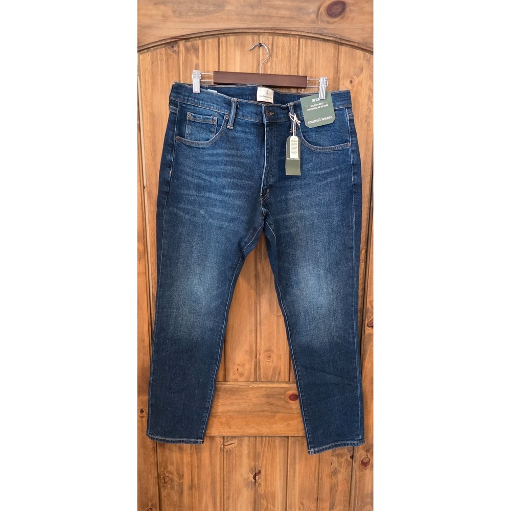 Mutual Weave Jeans Mens 36x30 Indigo Dark Rinse Denim Slim Fit Tapered Leg NWT‎